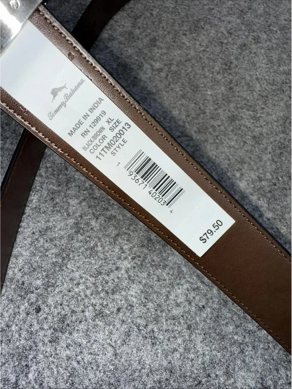 Tommy Bahama Men's Reversible Leather Belt Black Brown Marlin XL 42-44 NWT